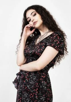 MET1 ROSETEARS FRILL PEPLUM MIDI DRESS Dresses