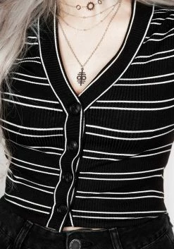 MET1 Tops Slash Cropped Cardi