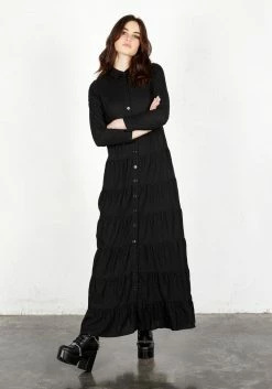 MET1 Dresses Shade Tiered Maxi Linen Dress