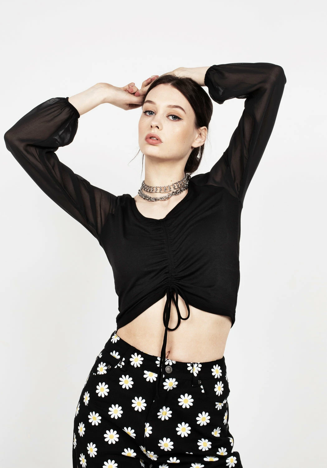 MET1 Maria Ruched Sheer Sleeve Top 3 MET1 Maria Ruched Sheer Sleeve Top