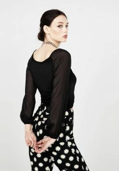 MET1 Maria Ruched Sheer Sleeve Top 14 MET1 Maria Ruched Sheer Sleeve Top