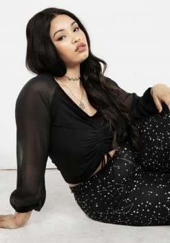 MET1 Maria Ruched Sheer Sleeve Top 20 MET1 Maria Ruched Sheer Sleeve Top