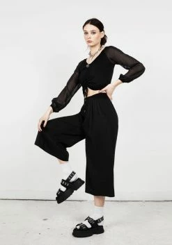 MET1 Mildred Flowy Crop Trousers Bottoms