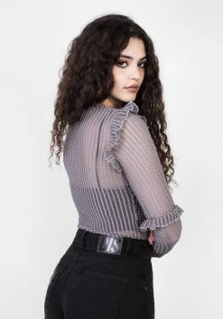 MET1 Tops MOURNING RUFFLE TOP GHOST GREY