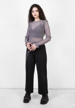 MET1 Tops MOURNING RUFFLE TOP GHOST GREY