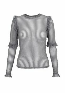 MET1 Tops MOURNING RUFFLE TOP GHOST GREY