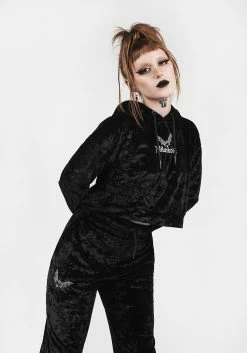 AMP1 Noughty Crop Velour Hoody