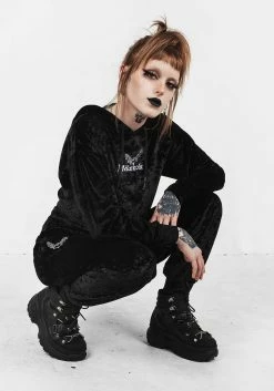 AMP1 Noughty Crop Velour Hoody