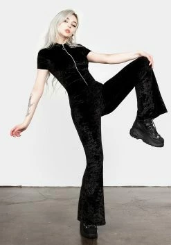 AMP1 Foxy Zip Up Velour Flared Jumpsuit 16 AMP1 Foxy Zip Up Velour Flared Jumpsuit