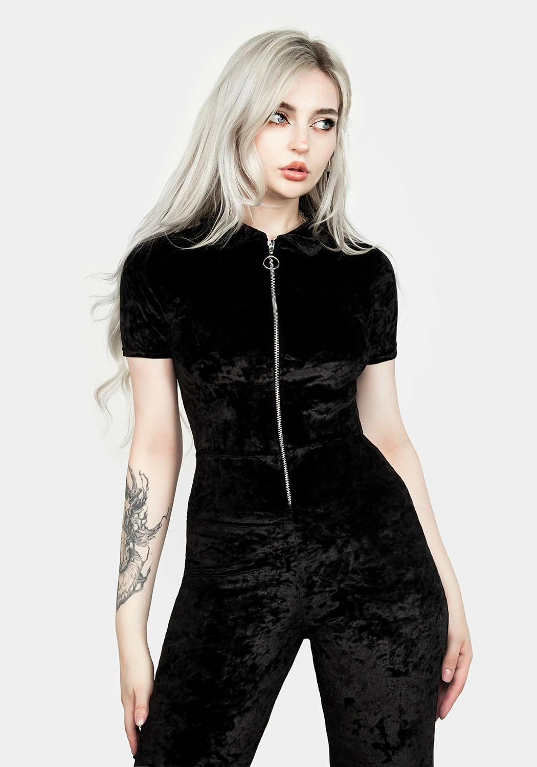 AMP1 Foxy Zip Up Velour Flared Jumpsuit 4 AMP1 Foxy Zip Up Velour Flared Jumpsuit