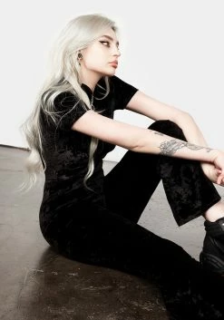 AMP1 Foxy Zip Up Velour Flared Jumpsuit 18 AMP1 Foxy Zip Up Velour Flared Jumpsuit