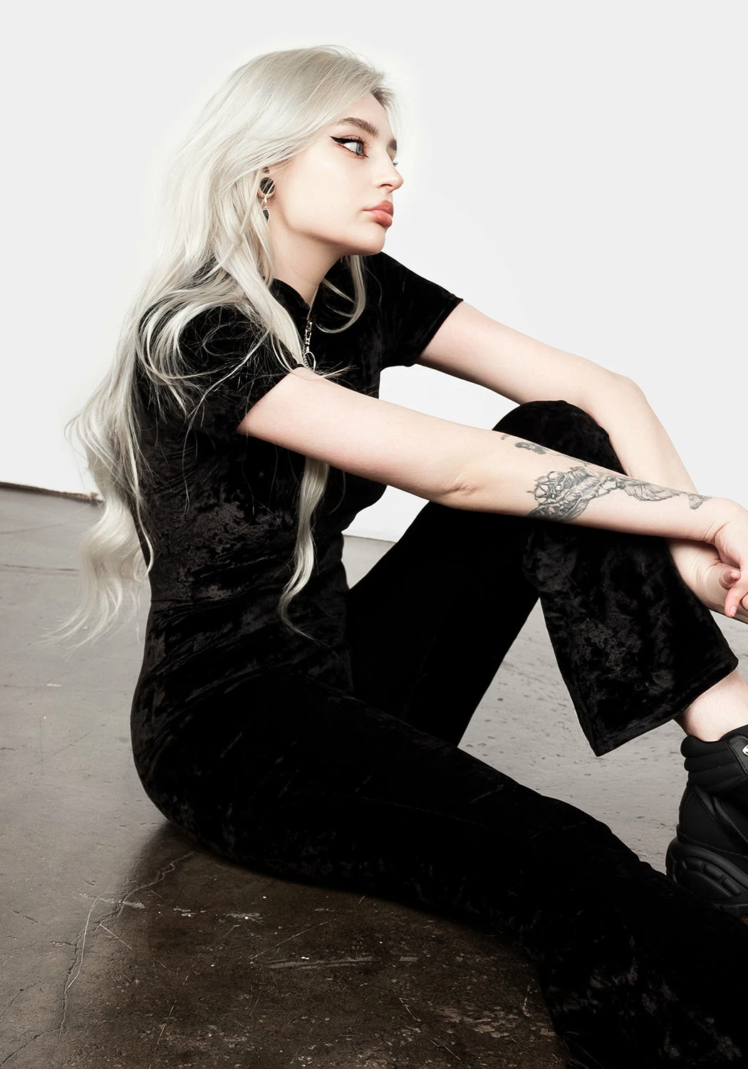 AMP1 Foxy Zip Up Velour Flared Jumpsuit 9 AMP1 Foxy Zip Up Velour Flared Jumpsuit