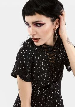 CHI1 BLASPHEME LACE UP MINI DRESS