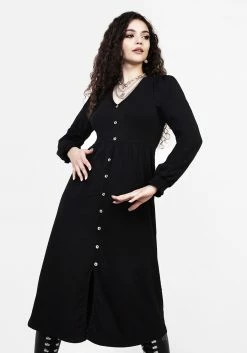 DDS1 DOLLSOME BUTTON DOWN JERSEY MIDI DRESS Dresses