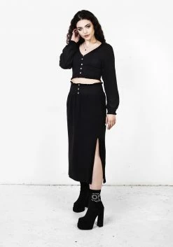 DDS1 DOLLSOME SHIRRED JERSEY CROP TOP Tops