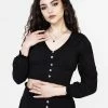 DDS1 DOLLSOME SHIRRED JERSEY CROP TOP Tops