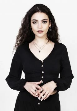 DDS1 DOLLSOME SHIRRED JERSEY CROP TOP Tops