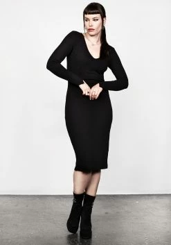 DDS1 VAMPIRA V-NECK MIDI DRESS