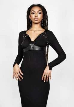 DDS1 VAMPIRA V-NECK MIDI DRESS