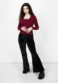 DDS1 Tops PERDITA LONG SLEEVE LACE TRIM TOP