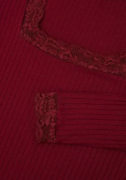 DDS1 Tops PERDITA LONG SLEEVE LACE TRIM TOP