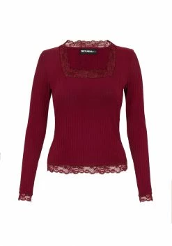 DDS1 Tops PERDITA LONG SLEEVE LACE TRIM TOP