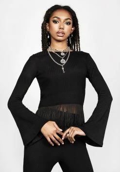 DMT1 Tops RHIANNON FRINGED JERSEY TOP