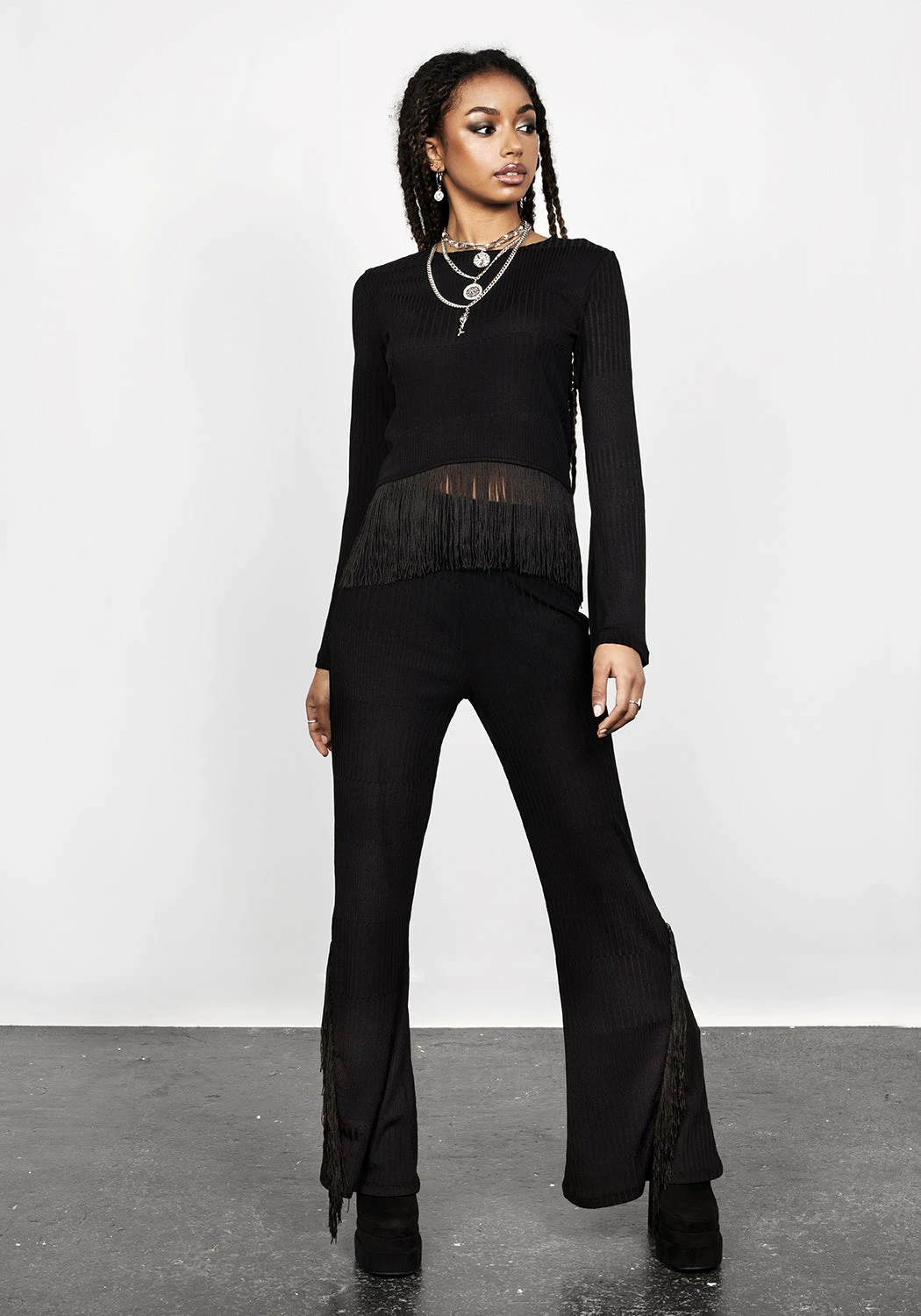 DMT1 Tops RHIANNON FRINGED JERSEY TOP 5 DMT1 Tops RHIANNON FRINGED JERSEY TOP