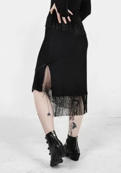 DMT1 LITTLELIES MIDI FRINGED JERSEY SKIRT 11 DMT1 LITTLELIES MIDI FRINGED JERSEY SKIRT