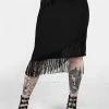 DMT1 LITTLELIES MIDI FRINGED JERSEY SKIRT