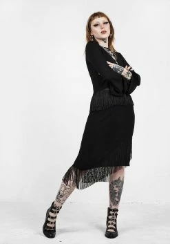 DMT1 LITTLELIES MIDI FRINGED JERSEY SKIRT 12 DMT1 LITTLELIES MIDI FRINGED JERSEY SKIRT