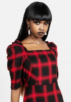 LVT1 Pennyroyal Check Midi Dress