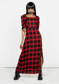 LVT1 Pennyroyal Check Midi Dress