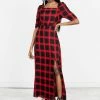 LVT1 Pennyroyal Check Midi Dress