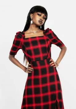 LVT1 Pennyroyal Check Midi Dress