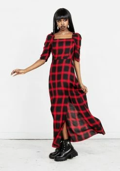 LVT1 Pennyroyal Check Midi Dress