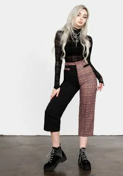 LVT1 Bottoms LOVEBUZZ SPLICED CROP TROUSERS