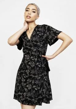 LVT1 Dresses Poisonous Plants Wrap Mini Dress