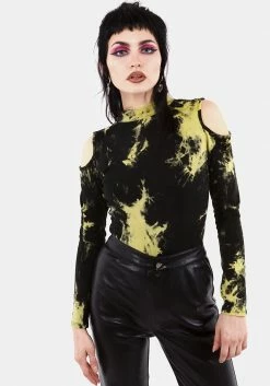 MET1 Tops SCHOLOMANCE COLD SHOULDER TIE DYE BODY