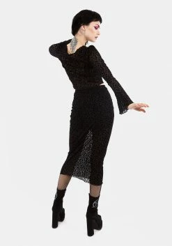 MET1 LOVESPELL FLOCKED MESH MIDI SKIRT 9 MET1 LOVESPELL FLOCKED MESH MIDI SKIRT