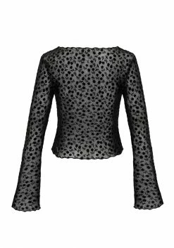 MET1 Tops LOVESPELL FLOCKED MESH LONG SLEEVE TOP