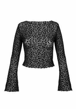 MET1 Tops LOVESPELL FLOCKED MESH LONG SLEEVE TOP