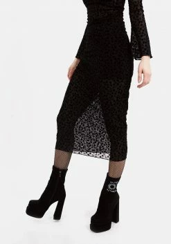 MET1 LOVESPELL FLOCKED MESH MIDI SKIRT 10 MET1 LOVESPELL FLOCKED MESH MIDI SKIRT