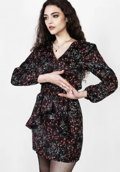 MET1 Dresses ROSETEARS FRILL PEPLUM MINI DRESS