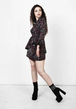 MET1 Dresses ROSETEARS FRILL PEPLUM MINI DRESS