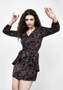 MET1 Dresses ROSETEARS FRILL PEPLUM MINI DRESS