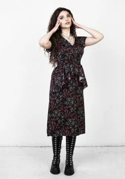 MET1 ROSETEARS FRILL PEPLUM MIDI DRESS Dresses