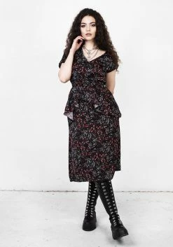 MET1 ROSETEARS FRILL PEPLUM MIDI DRESS Dresses