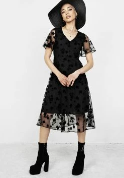 MET1 STEVIE FLOCKED MIDI DRESS Dresses