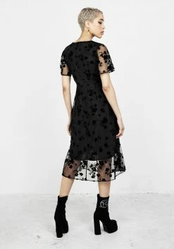MET1 STEVIE FLOCKED MIDI DRESS Dresses